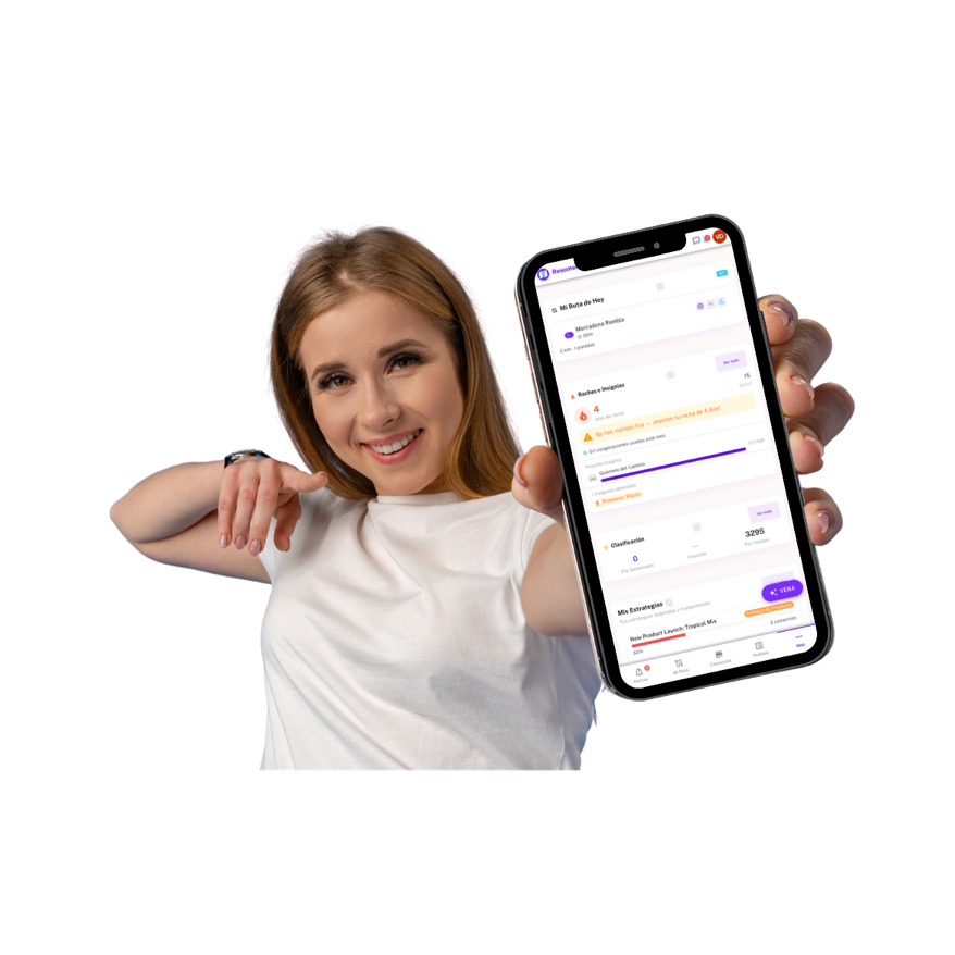 INTERVEND mobile app showing routes, orders, and field team dashboard